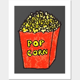 Hand drawn popcorn love food Posters and Art